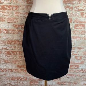 Elie Tahari Black Pencil Skirt Size 14 Leather Trim